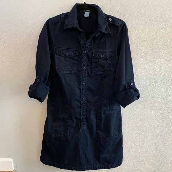 J.Crew Navy khaki Military Trench Dress - Picture 3 of 7